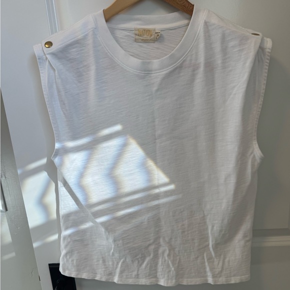Nation LTD Marina White Muscle Top with Gold Accents - Picture 4 of 4